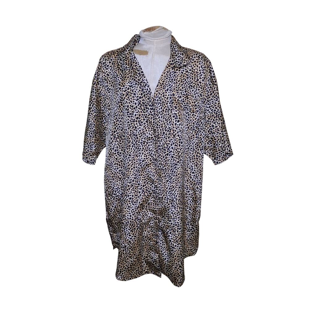 Gabrielle Intimates Vtg Leopard Print V-Neck Sleep Shirt One Size‎ Fits All